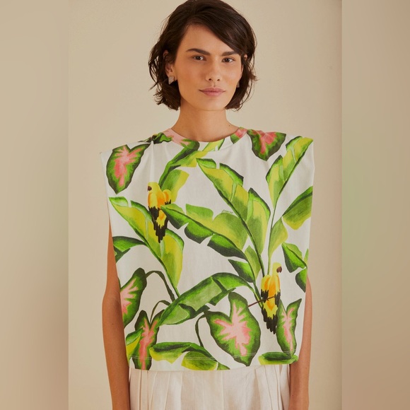 FARM Rio Off-White Summer Foliage T-Shirt - Picture 11 of 15